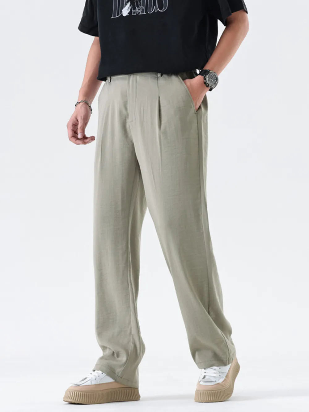 Men's Full Size Relaxed Fit Wide Leg Casual Pants Plus Size, image 3