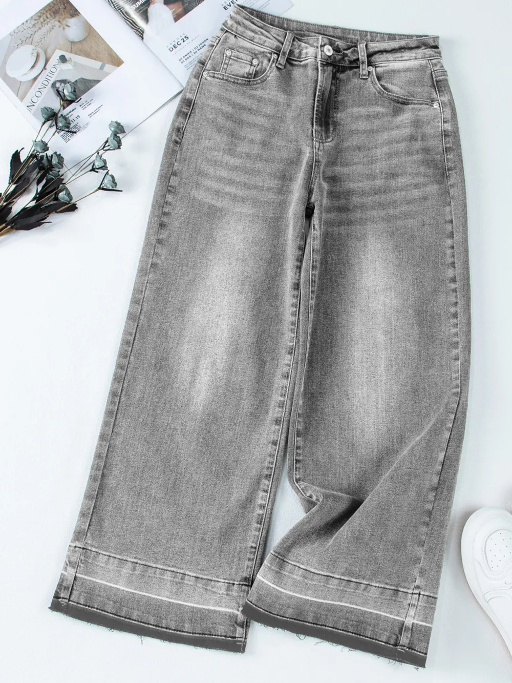 High Waist Wide Leg Washed Jeans, image 27
