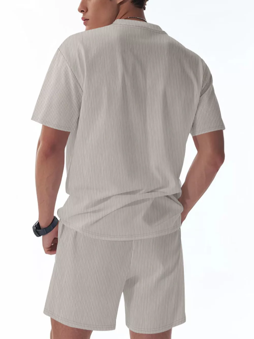 Men's Full Size Casual Striped Top and Shorts Set Plus Size, image 7