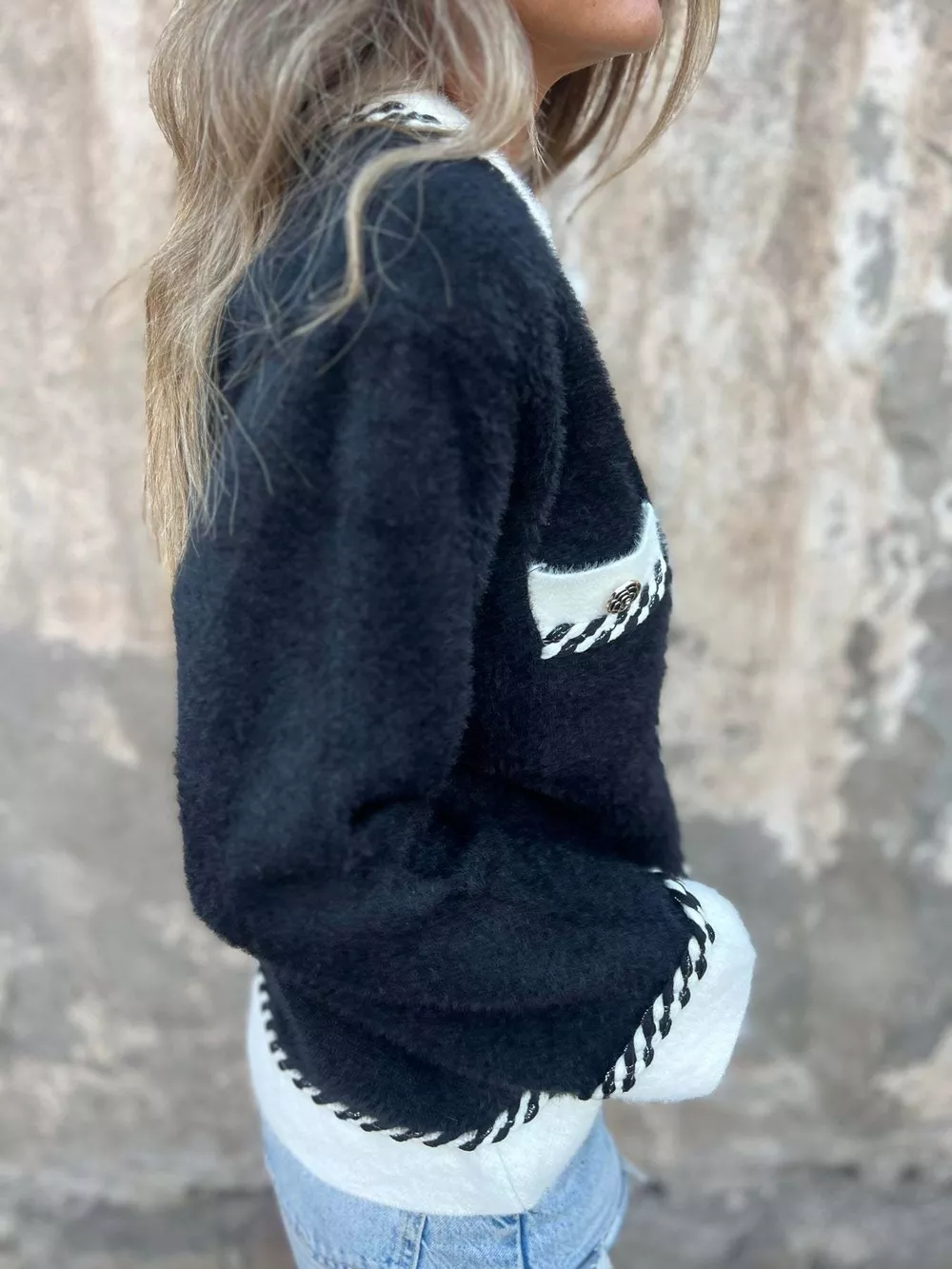 Contrast Trim Button Up Cardigan, image 4