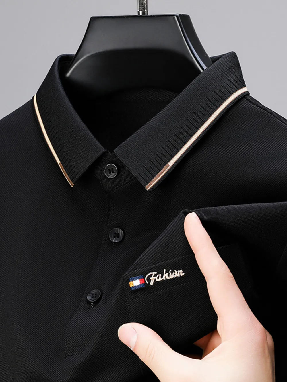 Men's Plus Size Contrast Collar Short Sleeve Polo