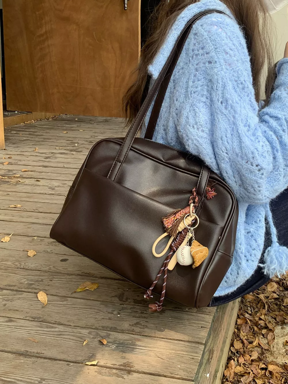 Classic Style Faux Leather Tote Bag, image 4