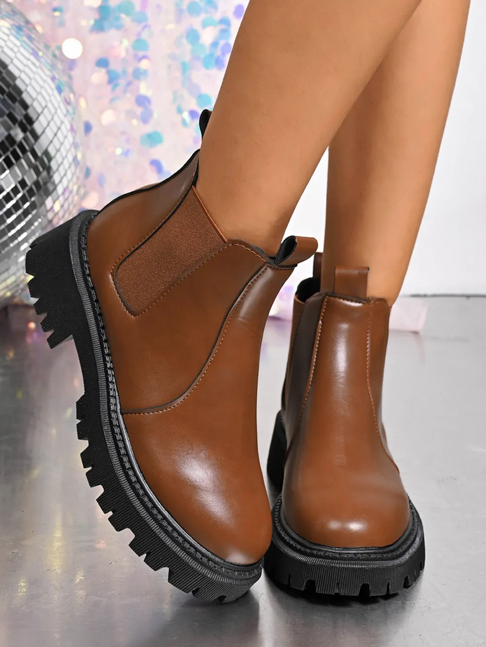 Round Toe Platform Boots, image 4