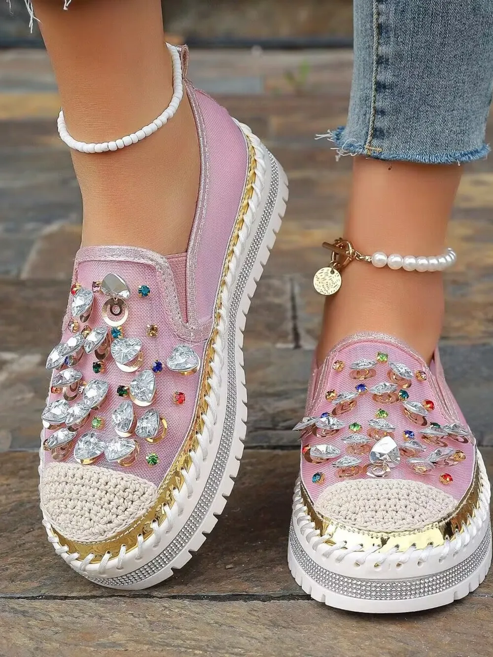 Rhinestone Platform Slip-Ons, image 7