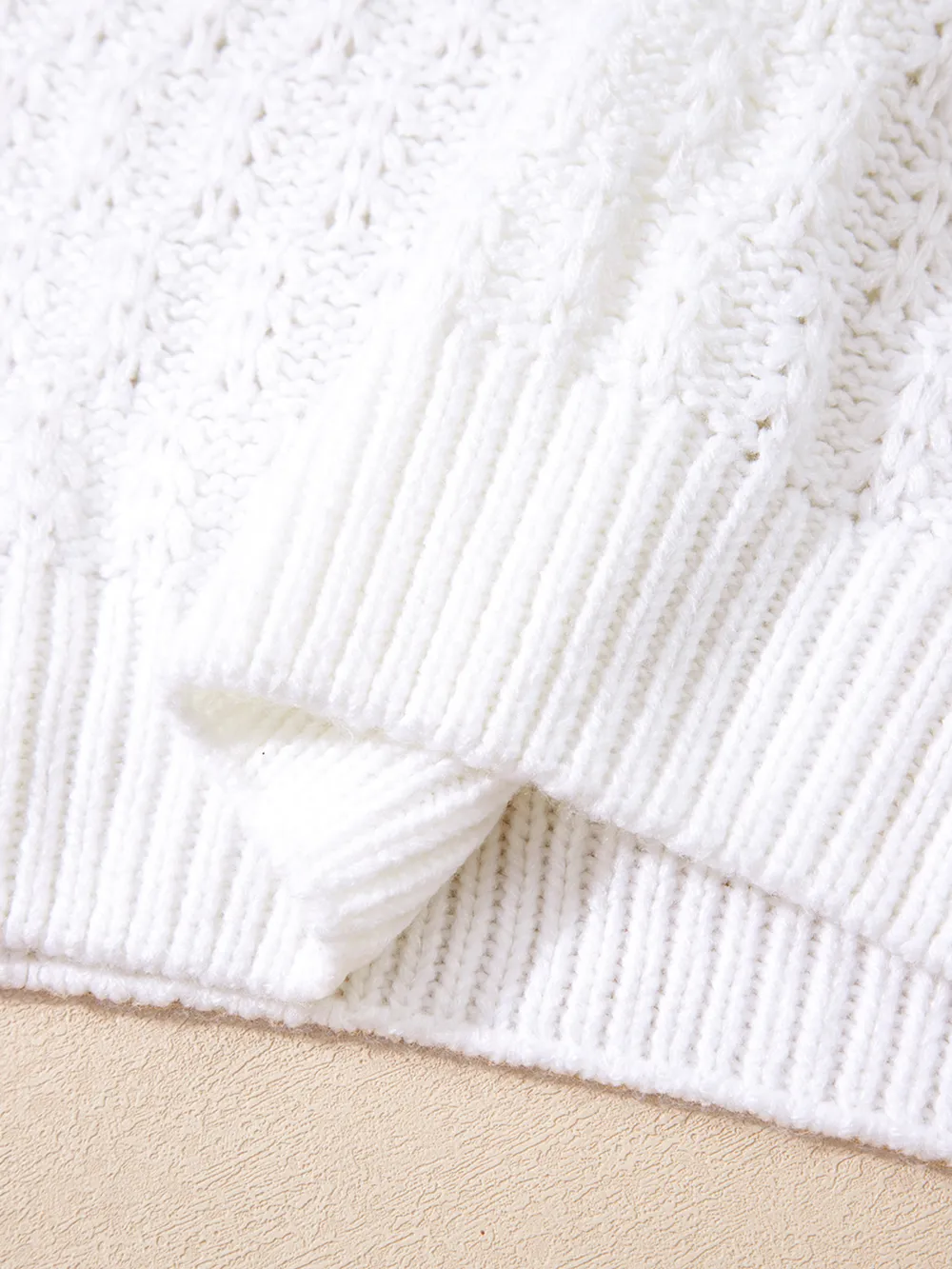 Textured Knit Ribbed Edge V Neck Loose Sweater, image 10