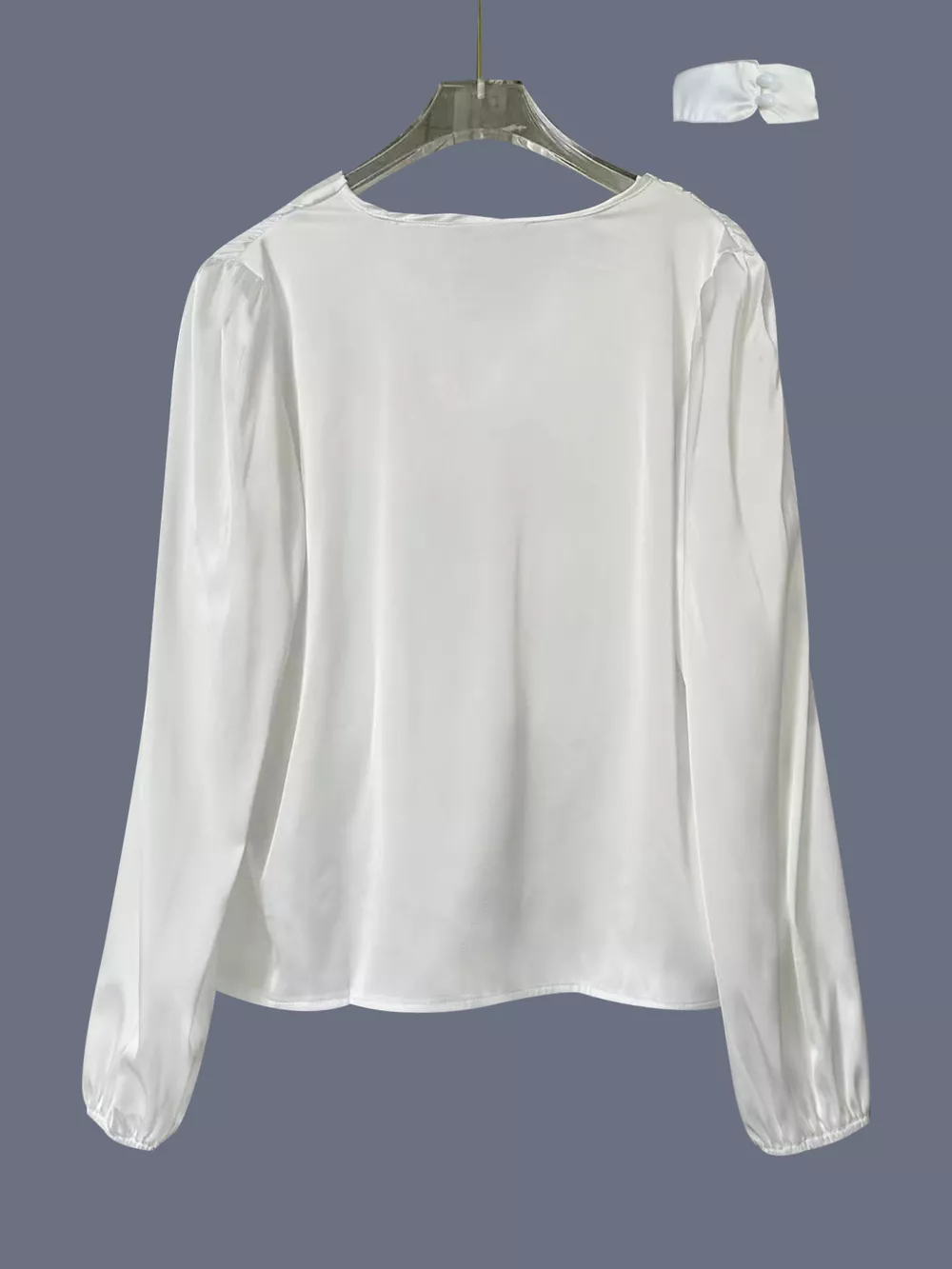 V-Neck Ruched Long Sleeve Blouse, image 6