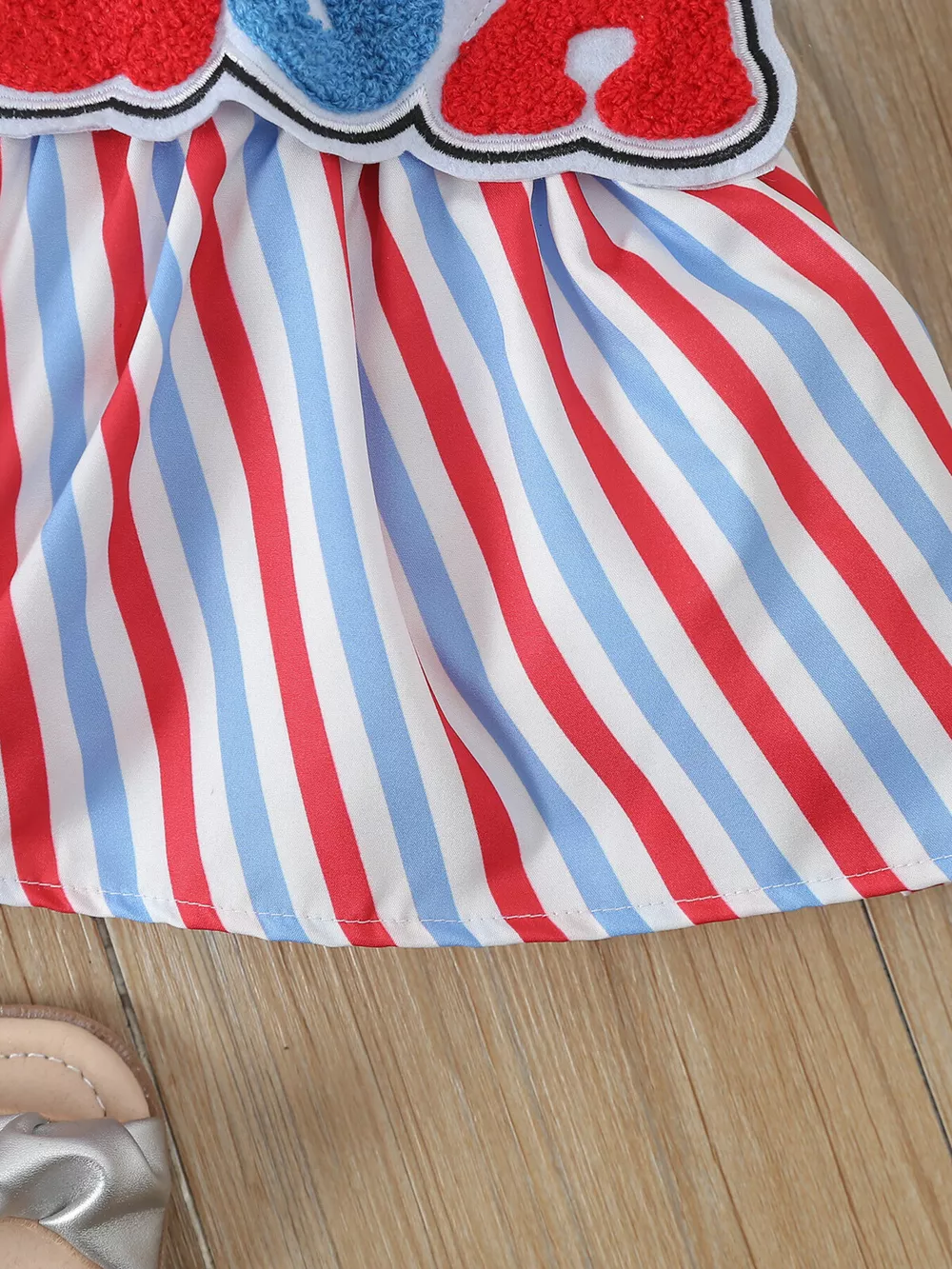 Children's Ruffled Bodysuit & Patriotic USA Overall Dress & Headband Set, image 4