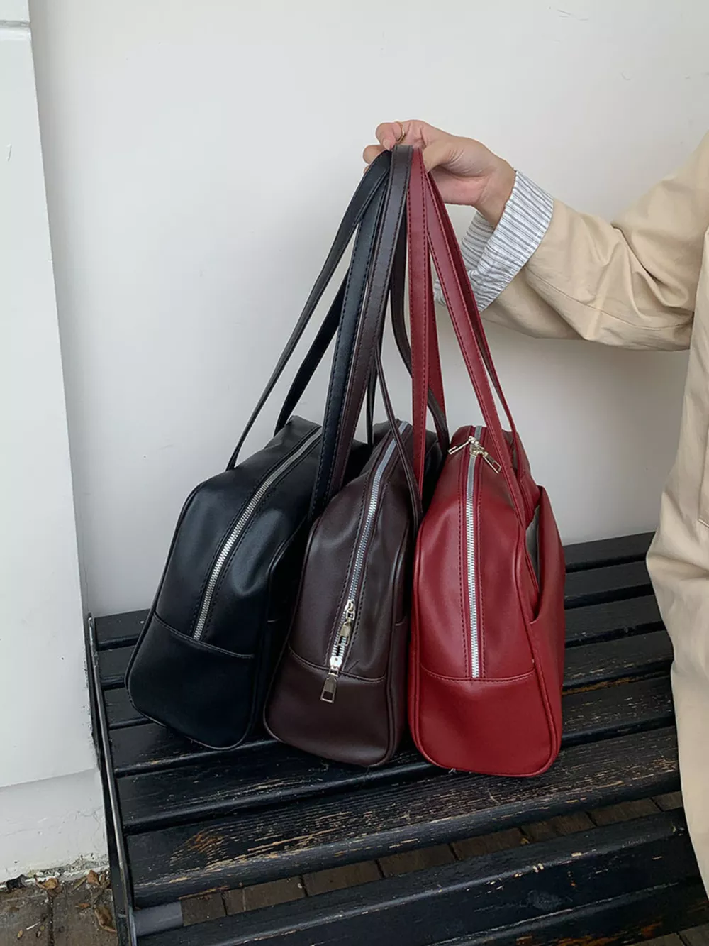 Classic Style Faux Leather Tote Bag, image 3