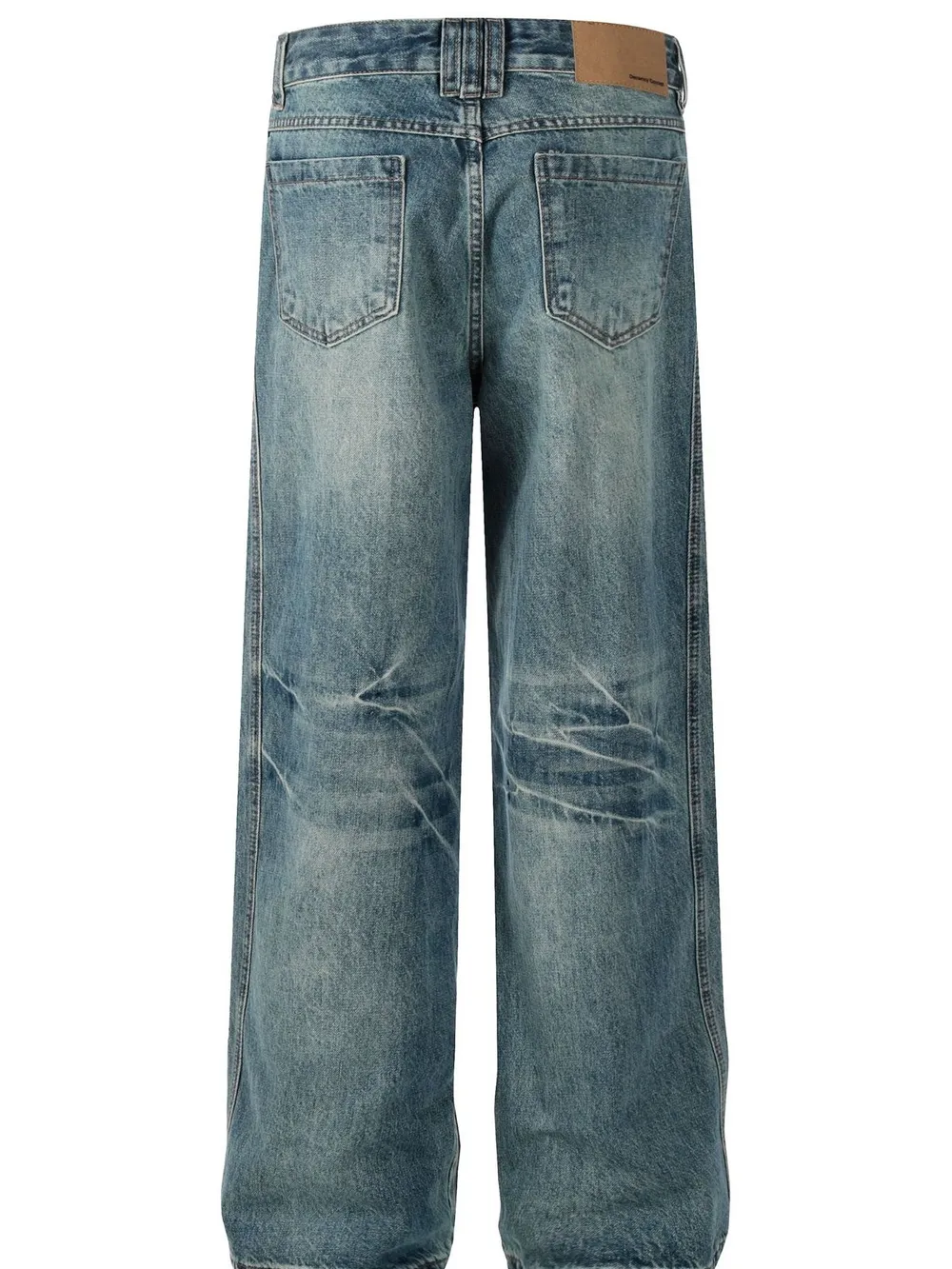 Men's Vintage Wash Wide Leg Denim Jeans, image 2