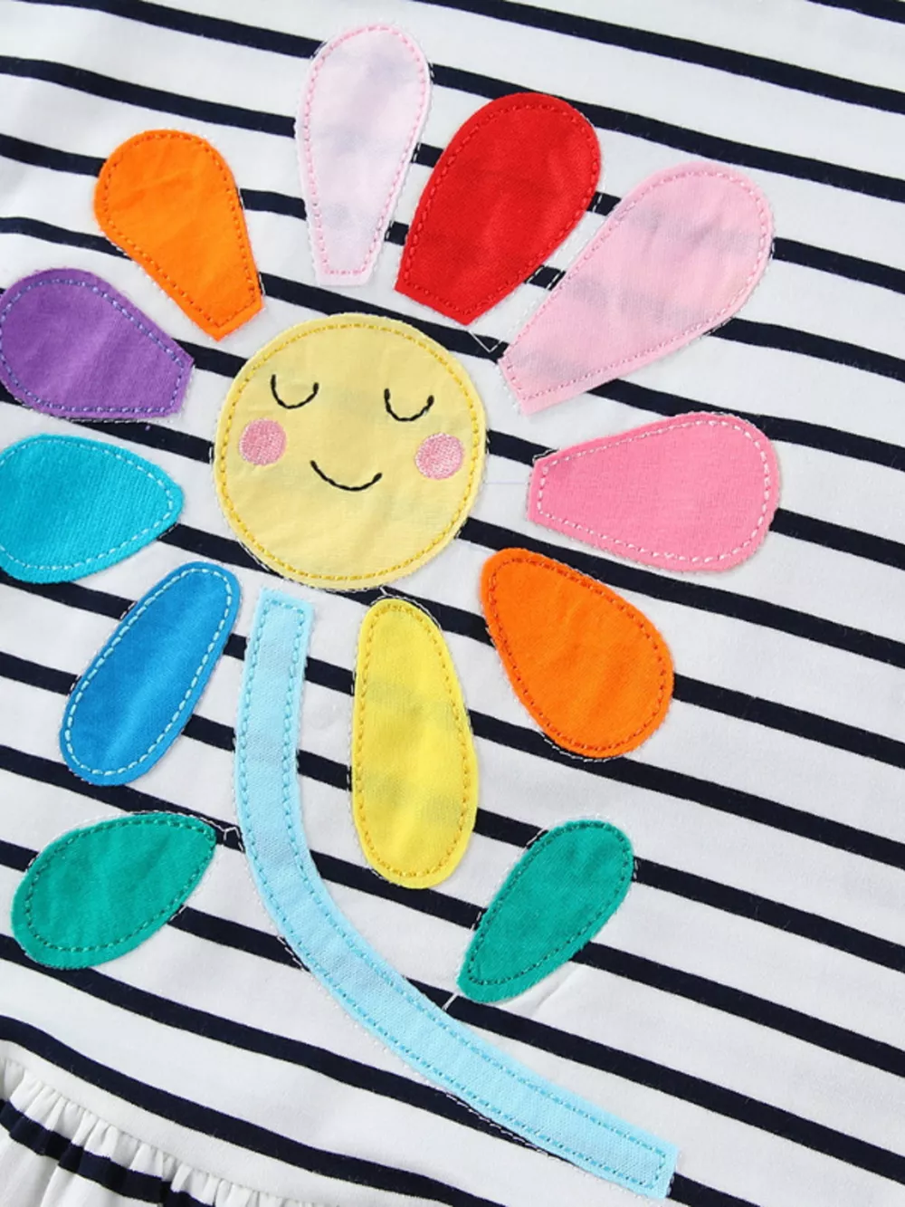 Children's Striped Flower Casual Dress, image 4