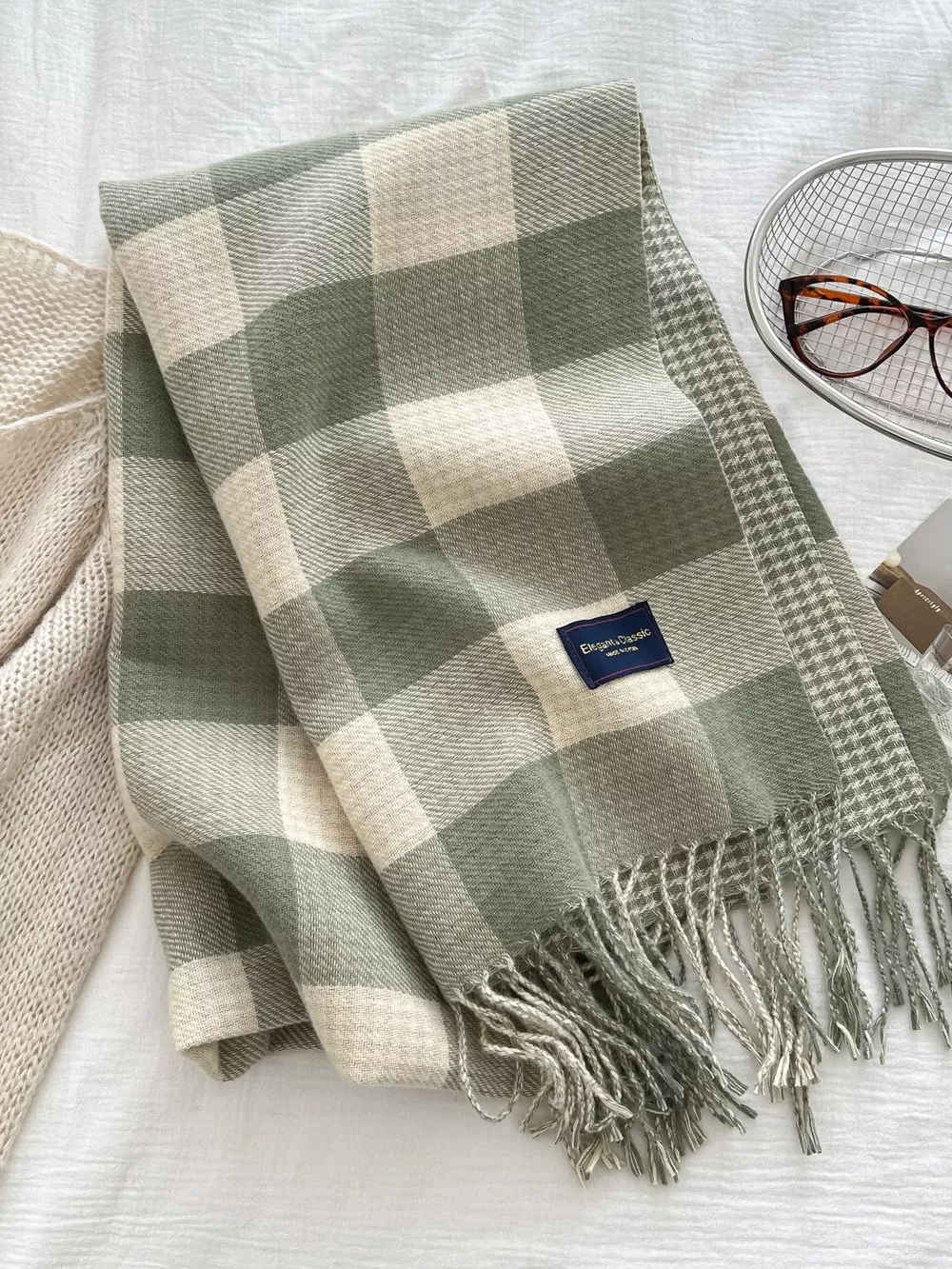 Plaid Tassel Winter Scarf, image 3