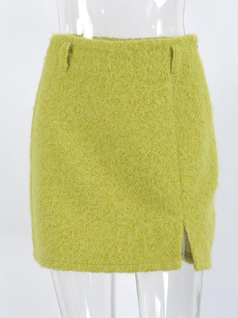 Textured Mini Skirt with Front Slit, image 9