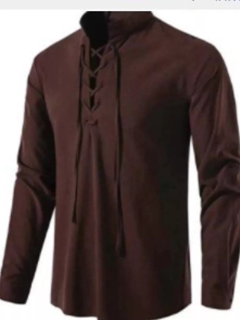 Men's Full Size Casual Lace-Up Long Sleeve Shirt Plus Size, image 11