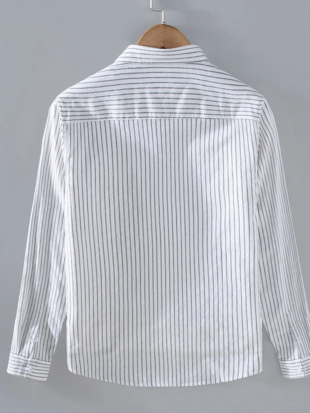 Men's Plus Size Striped Button Up Long Sleeve Shirt, image 3