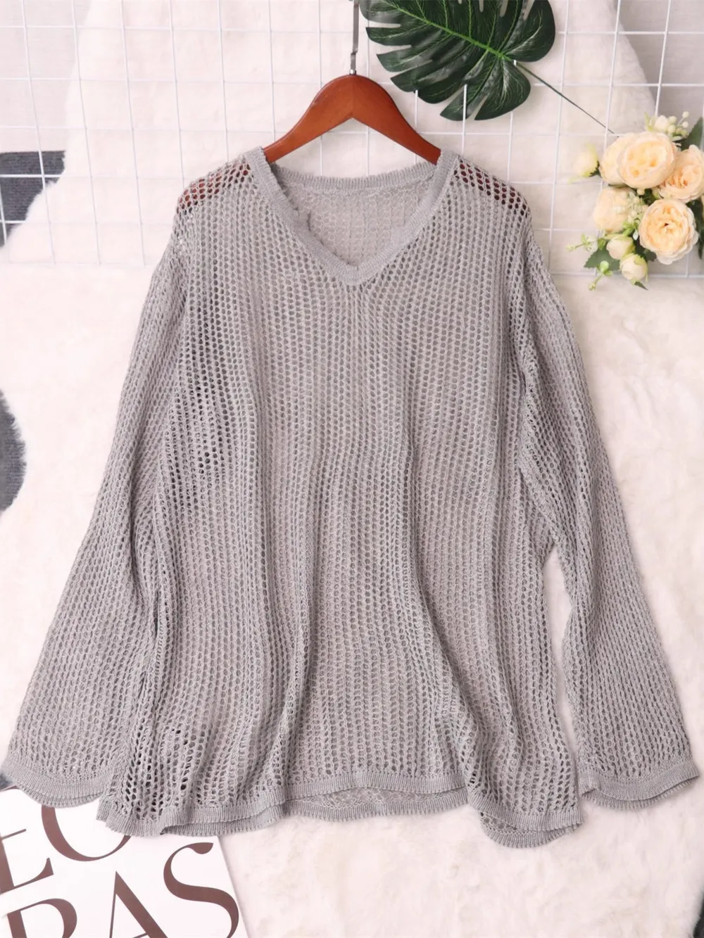 Openwork Relaxed Fit Knit Cover Up, image 7