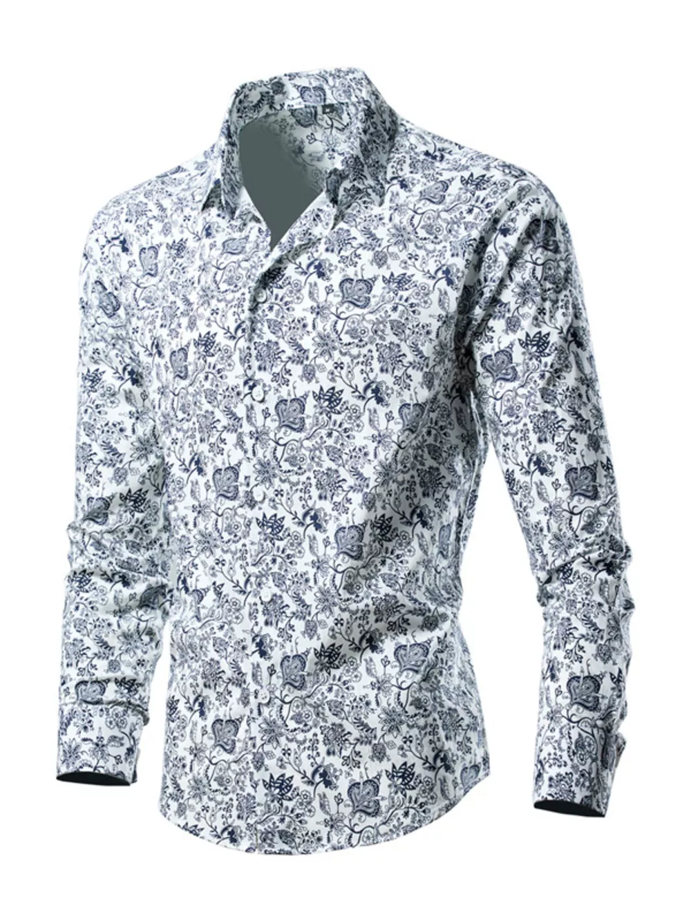 Men's Plus Size Tropical Leaf Print Button-Down Shirt, image 4