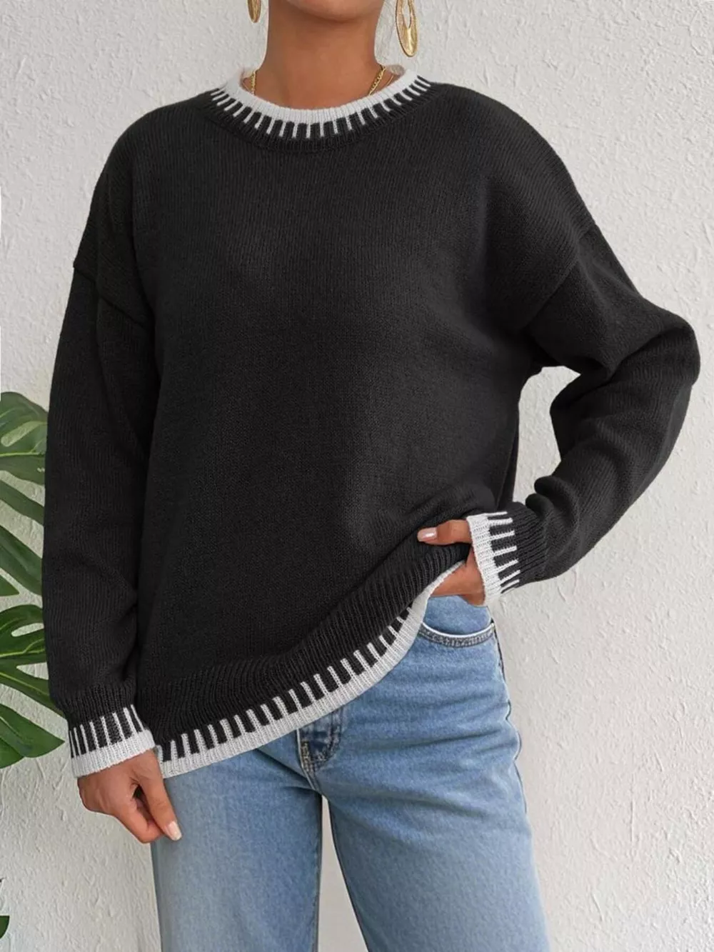 Relaxed Fit Long Sleeve Sweater