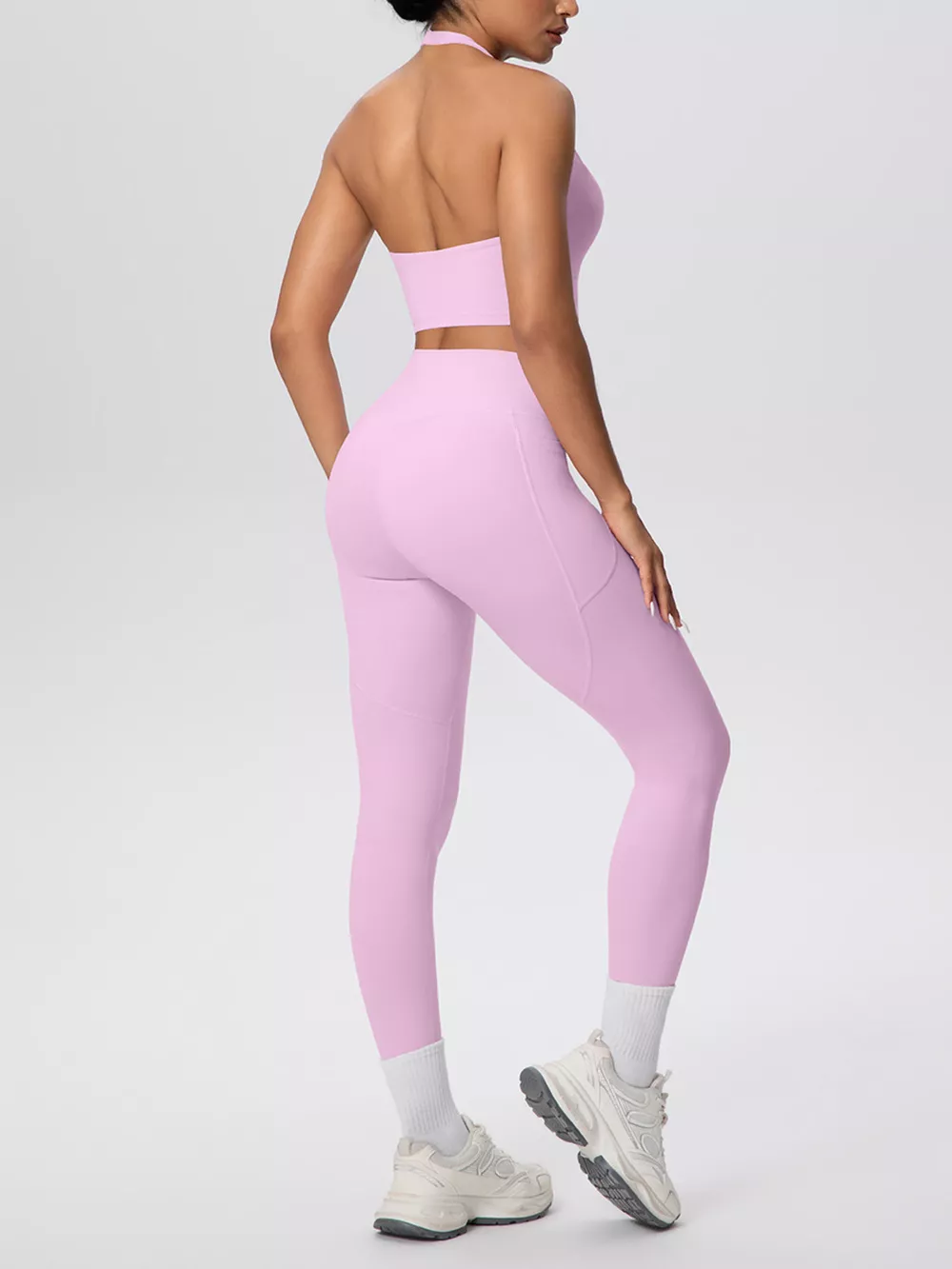 Halter Neck Crop Top and High-Waisted Leggings Active Set, image 32