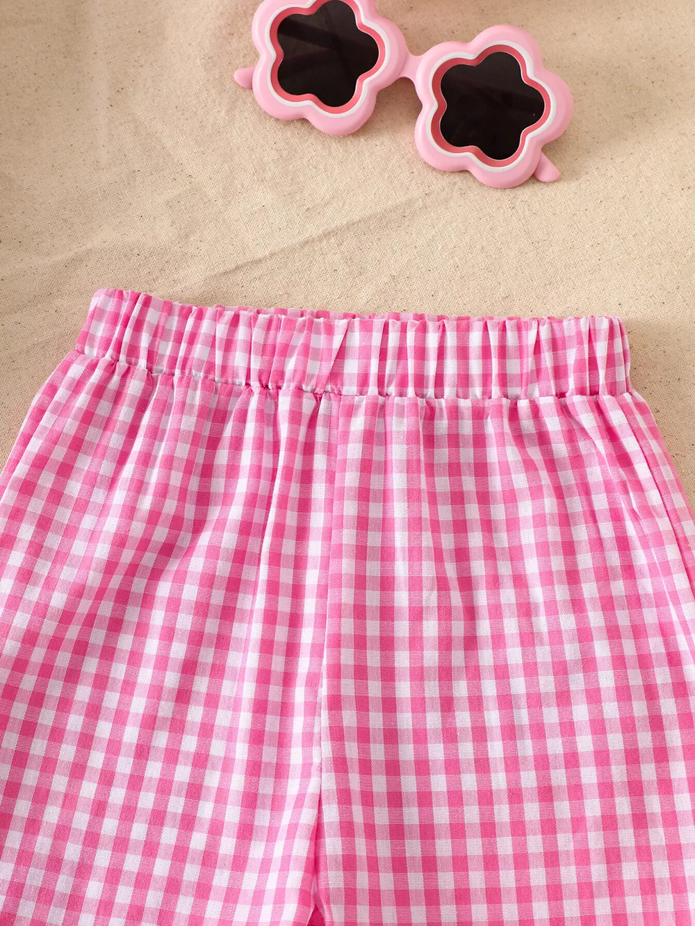 Children's Floral Applique Gingham Cami Top & Shorts Set, image 5