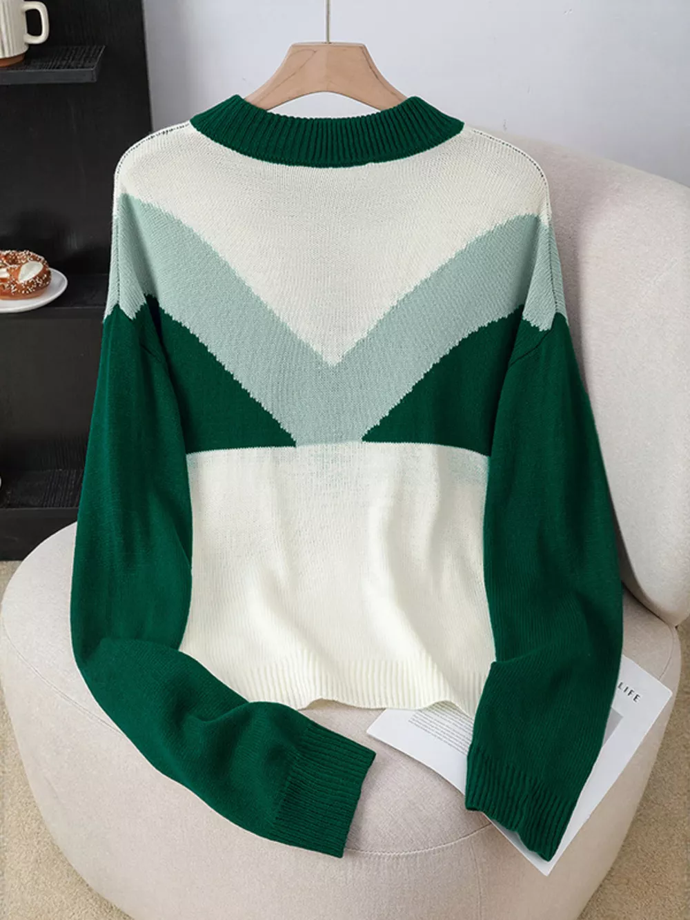 Color Block Button Detail Sweater, image 2