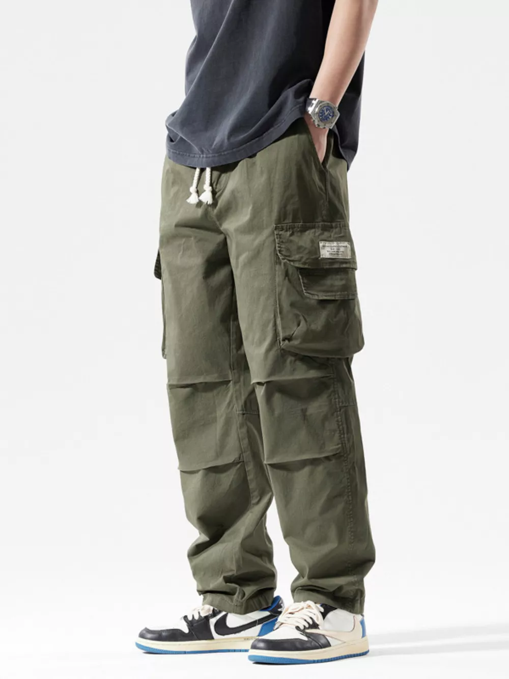 Men's Full Size Relaxed Fit Cargo Pants Plus Size, image 5