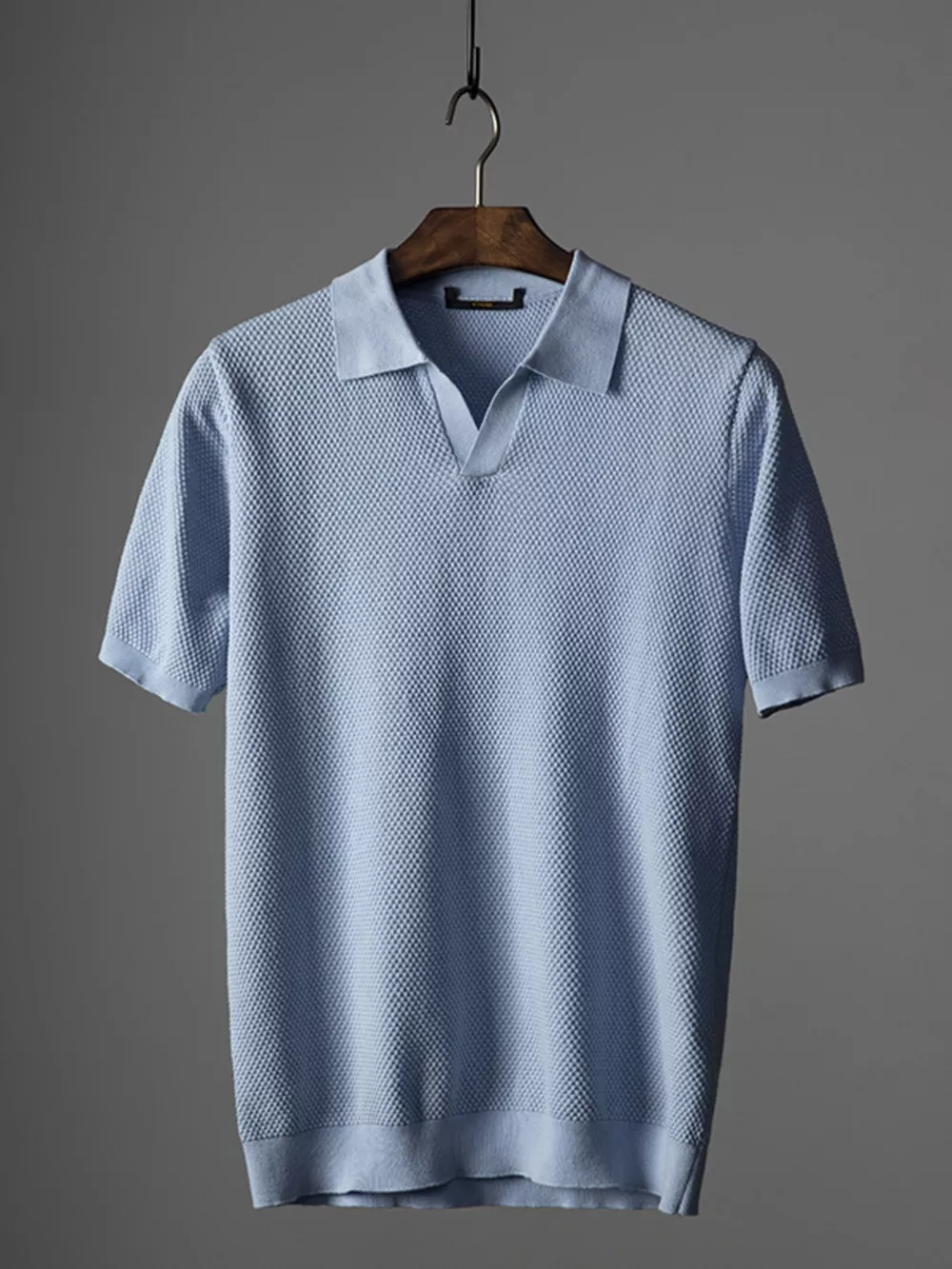 Men's Plus Size Textured Knit Short Sleeve Polo
