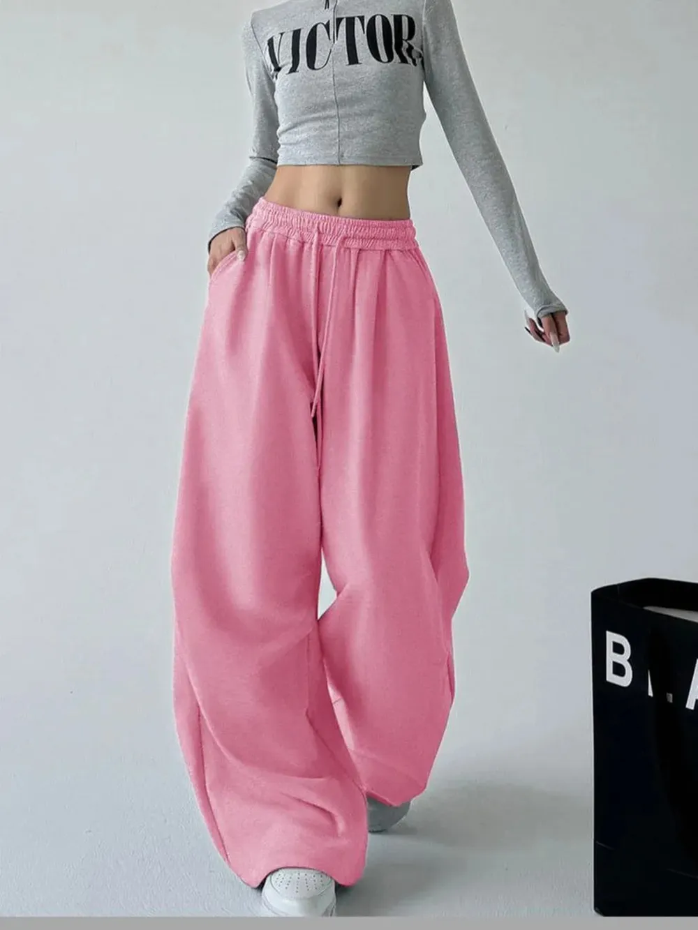 Oversized Wide Leg Drawstring Pants, image 10