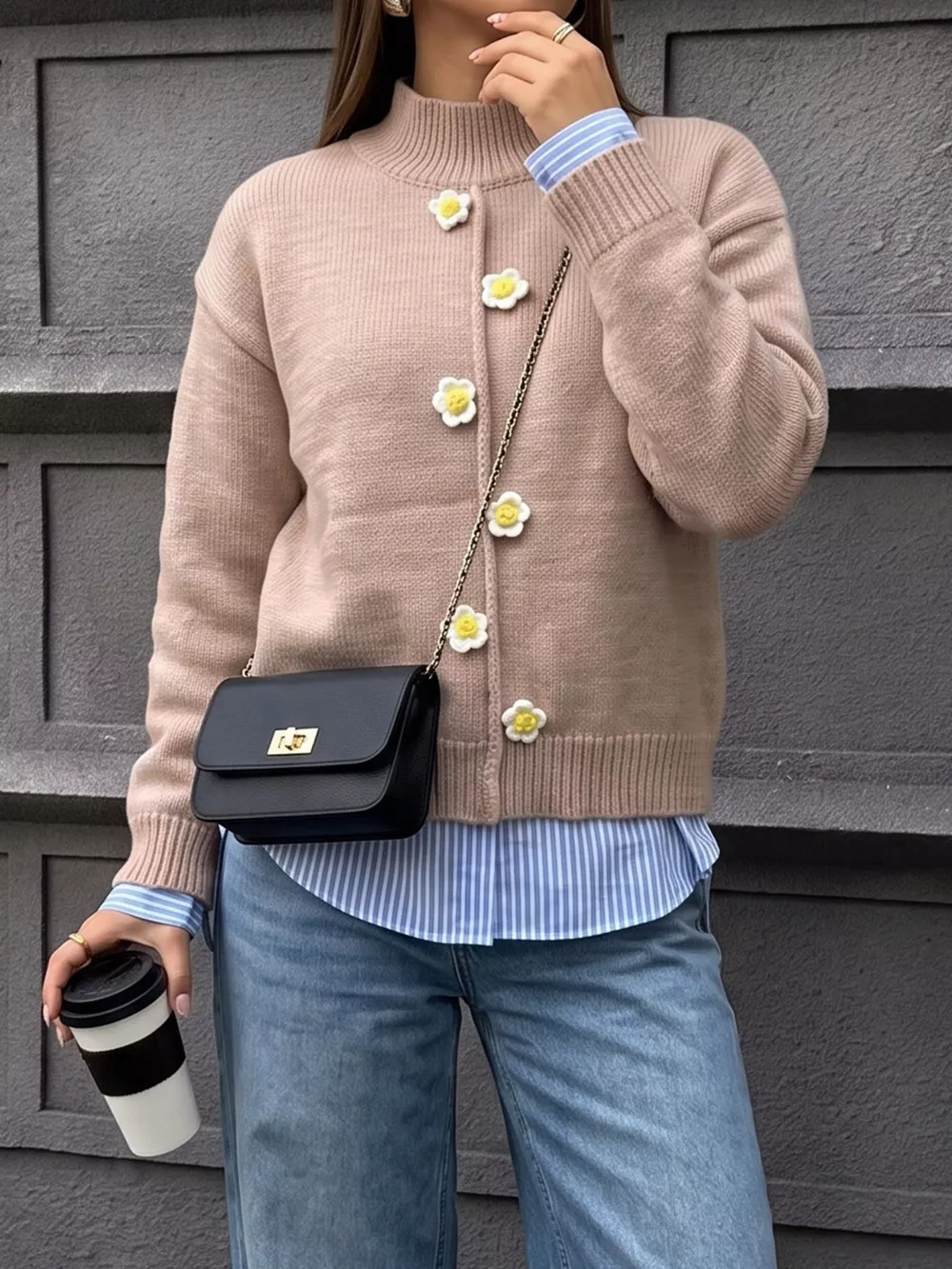 Floral Applique Turtleneck Sweater, image 6