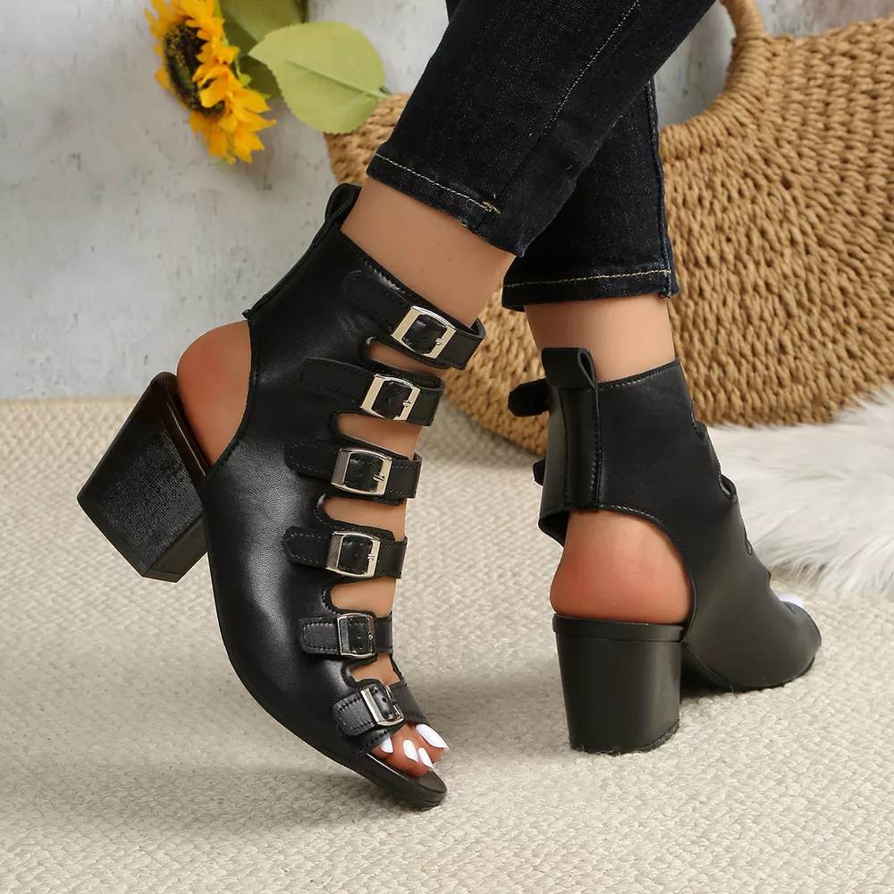 Buckle Block Heels Sandals, image 6