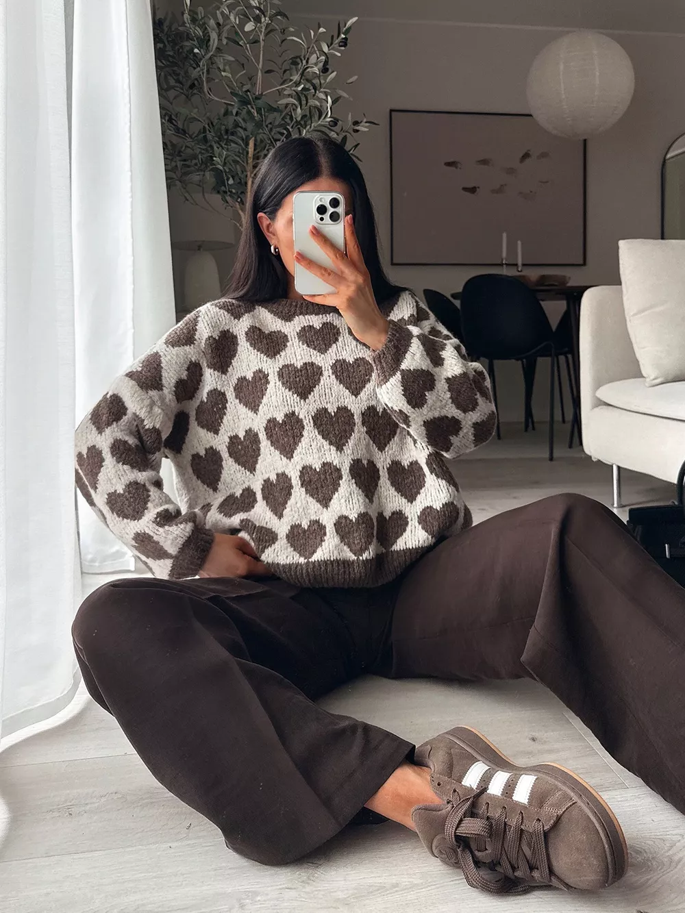 Heart Pattern Dropped Shoulder Sweater, image 23