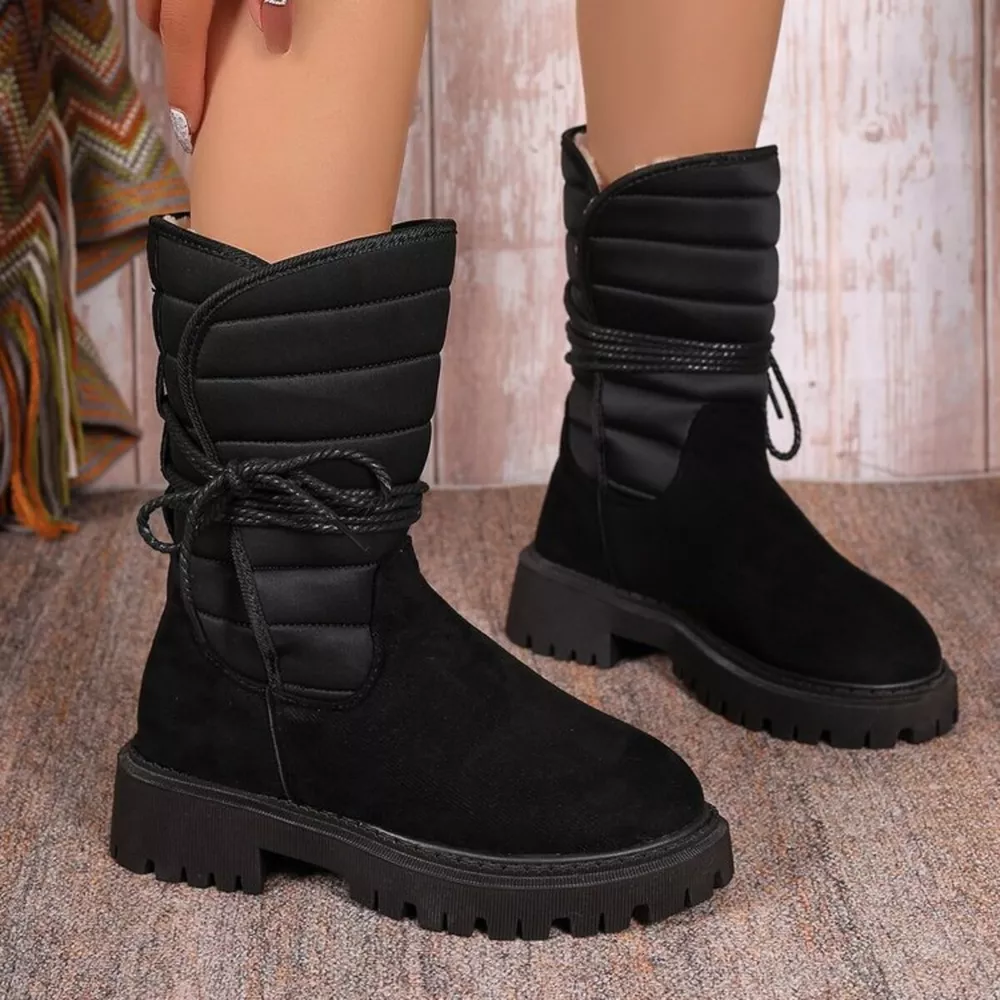Quilted Lace-Up Mid-Calf Boots, image 16