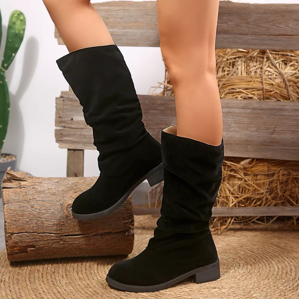 Round Toe Block Heels Boots, image 2