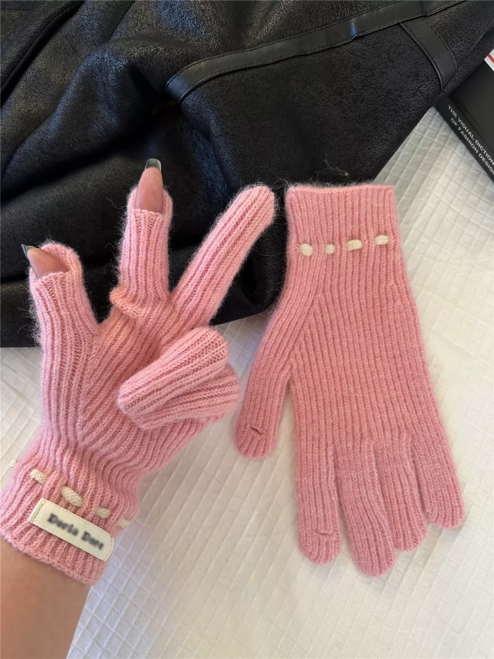 Knitted Gloves with Bow Accent, image 10