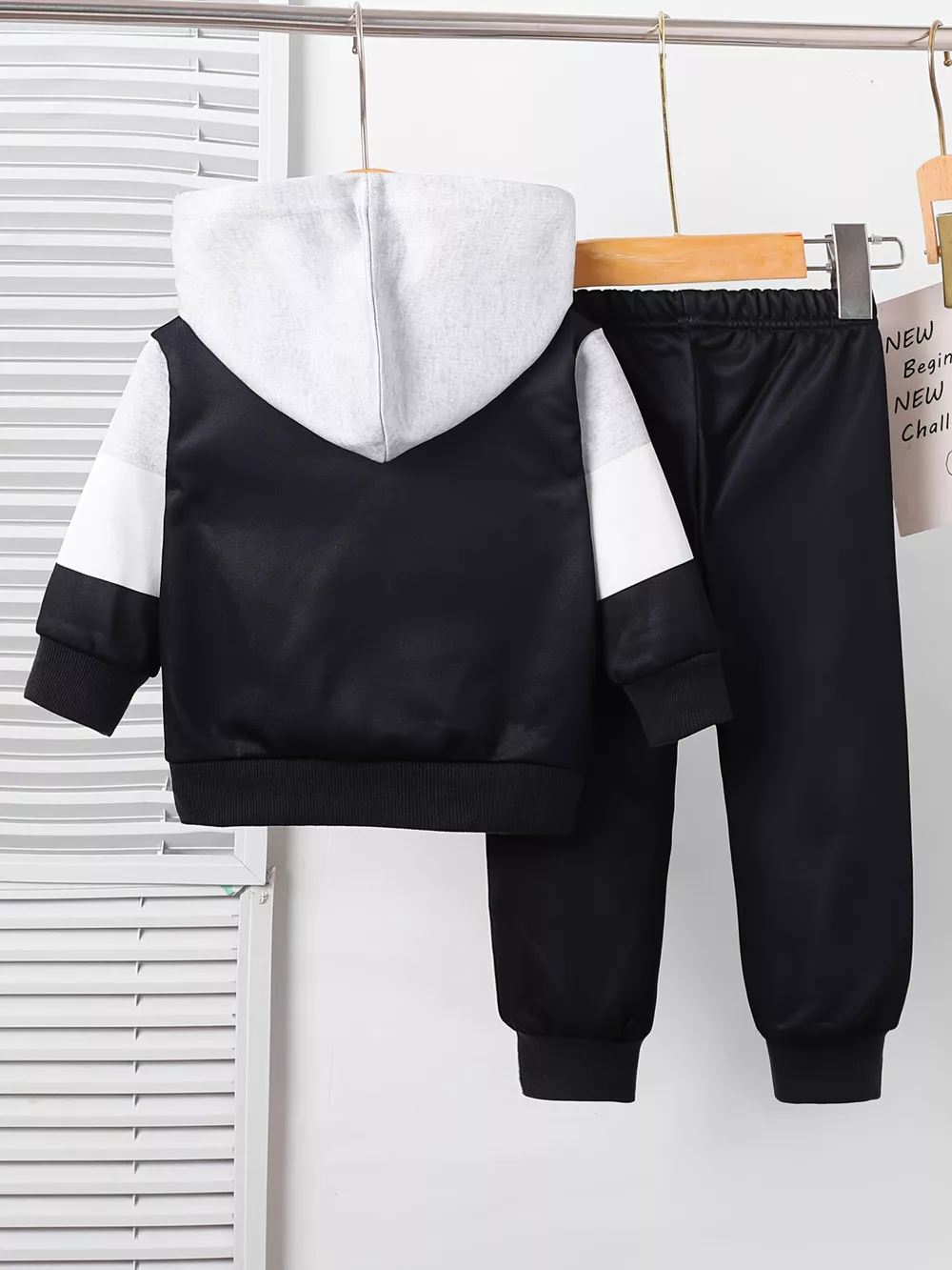 Children's Color Block Casual Hoodie & Pants Set, image 5