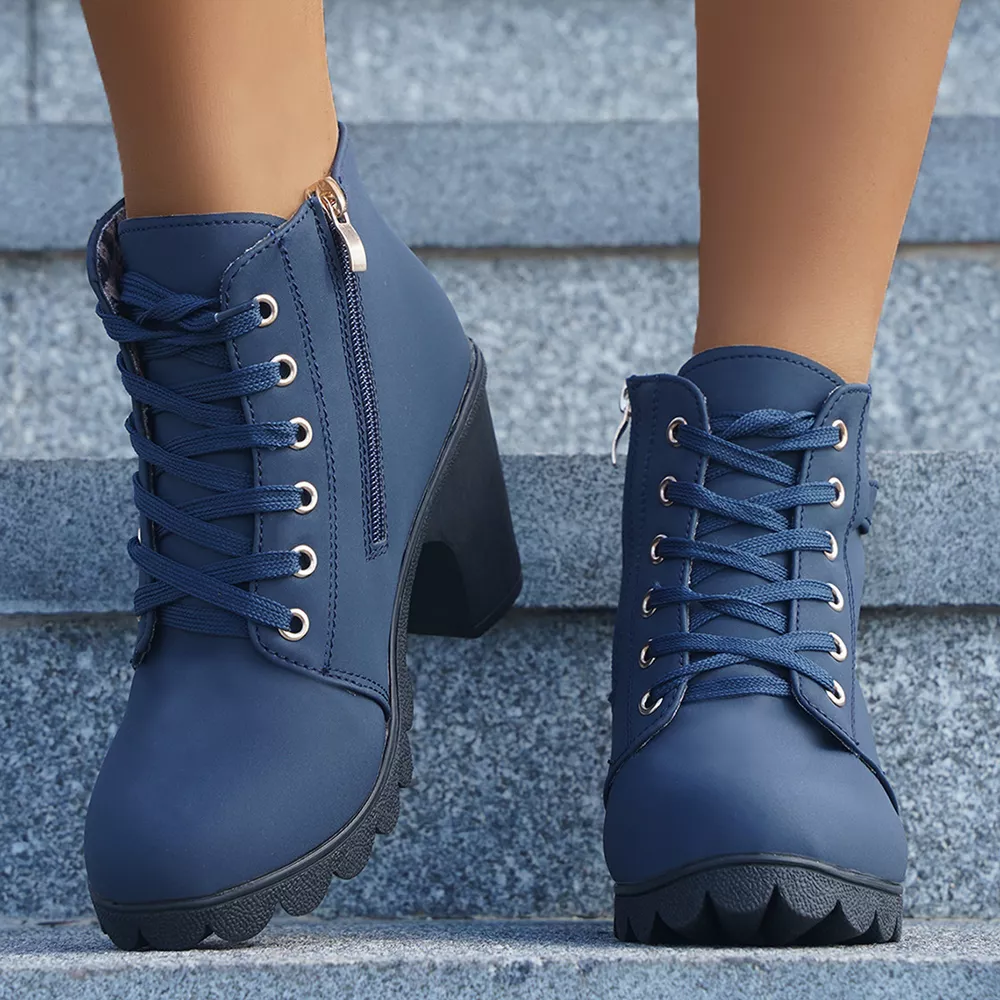 Round Toe Block Heels Boots, image 2