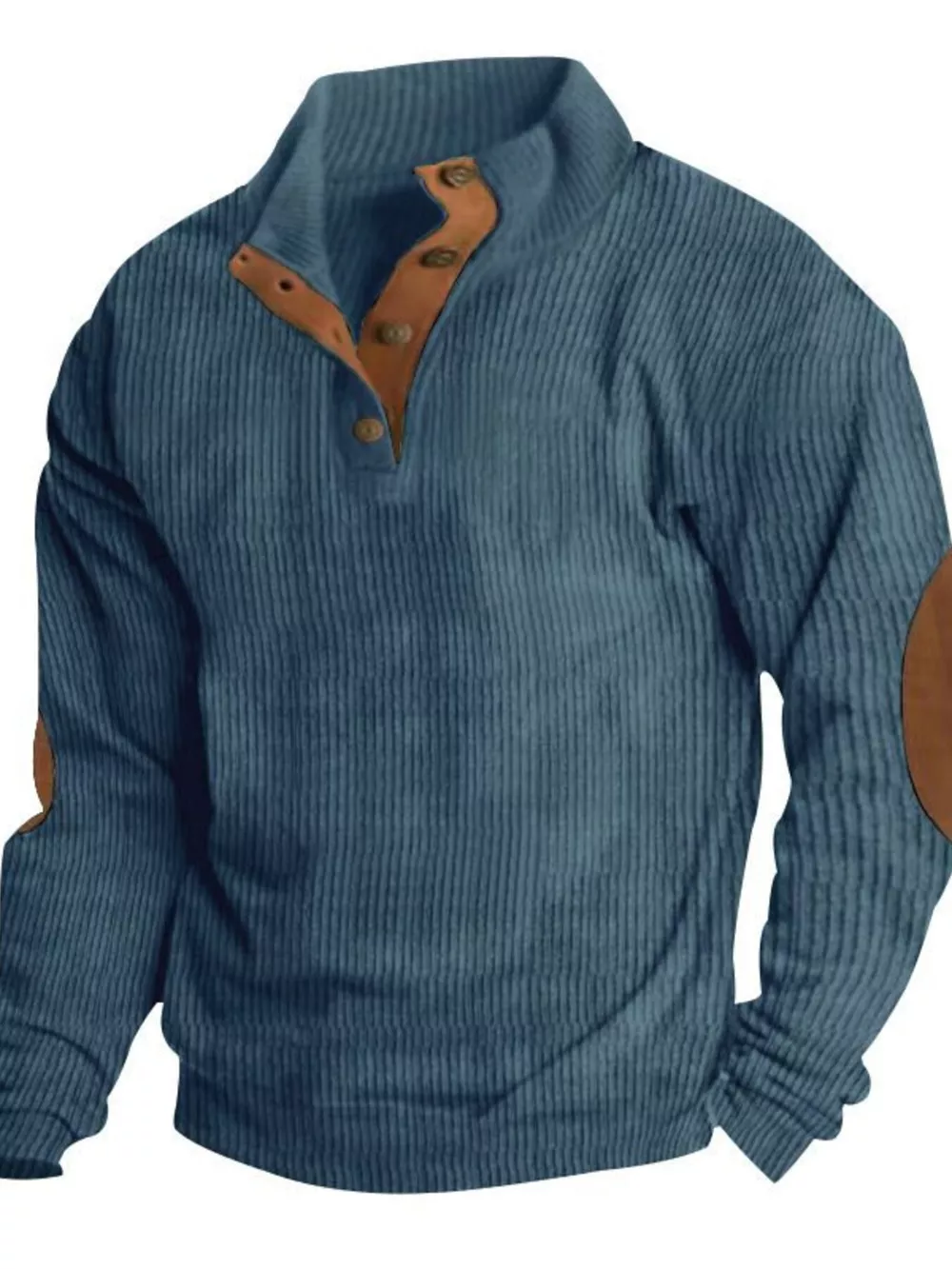 Men's Full Size Button Detail Long Sleeve Sweatshirt Plus Size, image 2