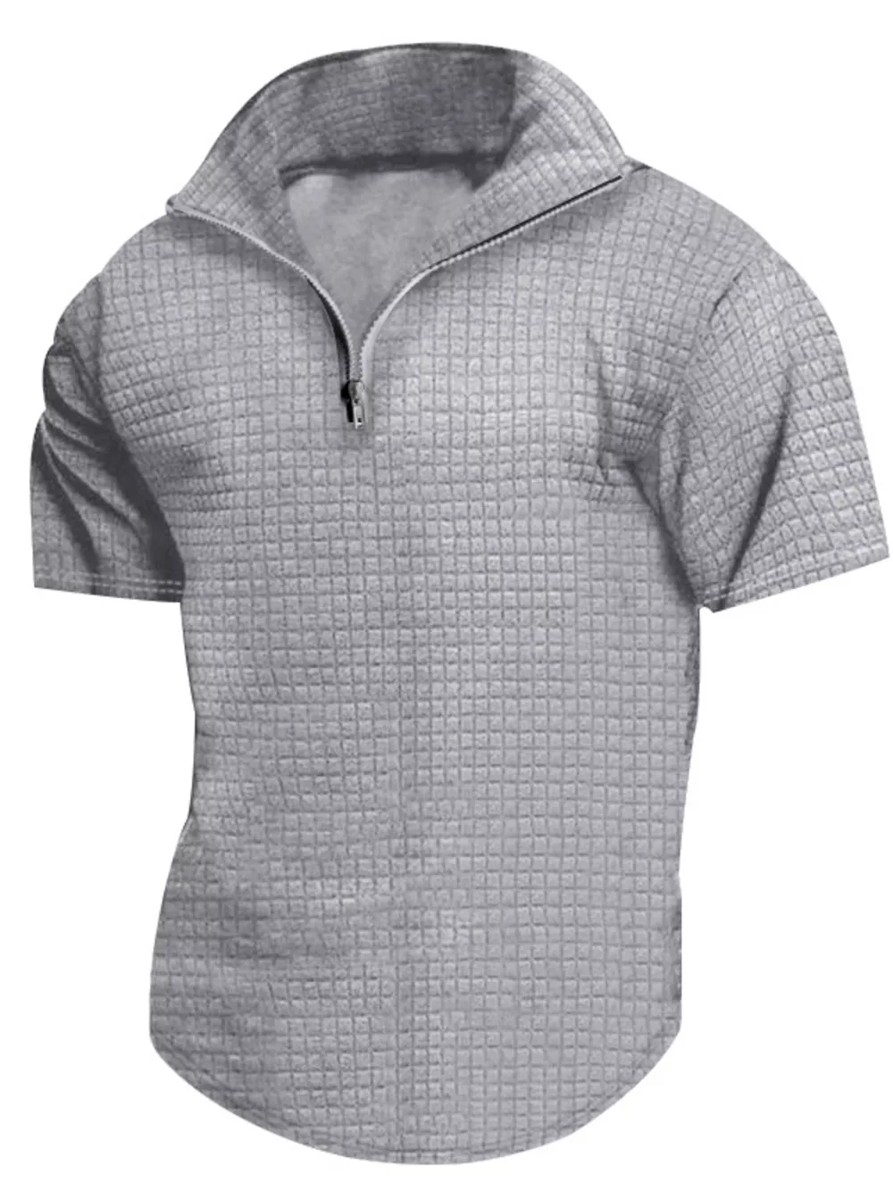 Men's Full Size Textured Short Sleeve Zipper Polo Plus Size, image 14