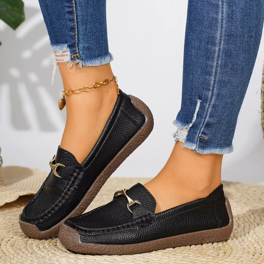 Classic Metal Bit Embellished Slip-On Loafers with Textured Non-Slip Sole, image 7