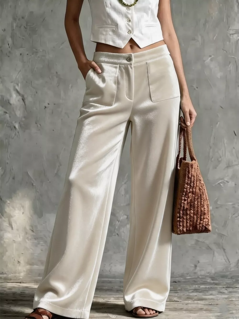 Full Size Velvet Wide-Leg Pants Plus Size, image 2
