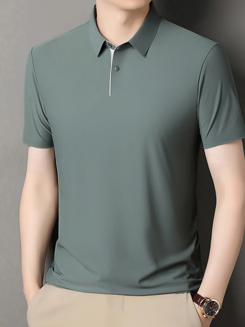 Men's Button Detail Short Sleeve Polo, image 4