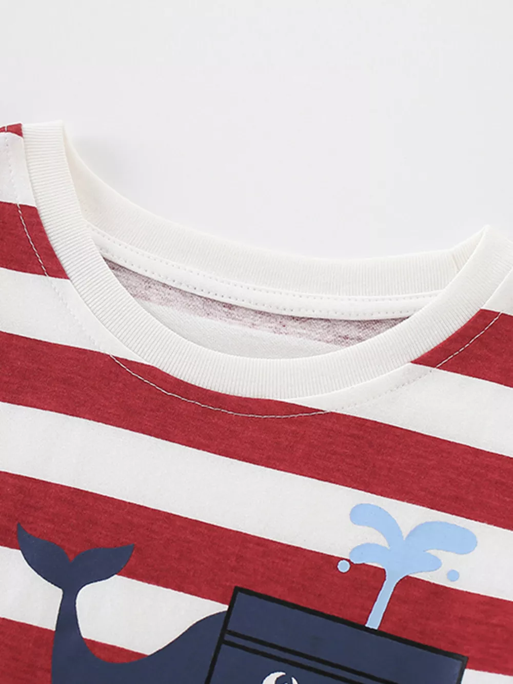 Children's Whale Print Striped Crew Neck T-Shirt, image 3