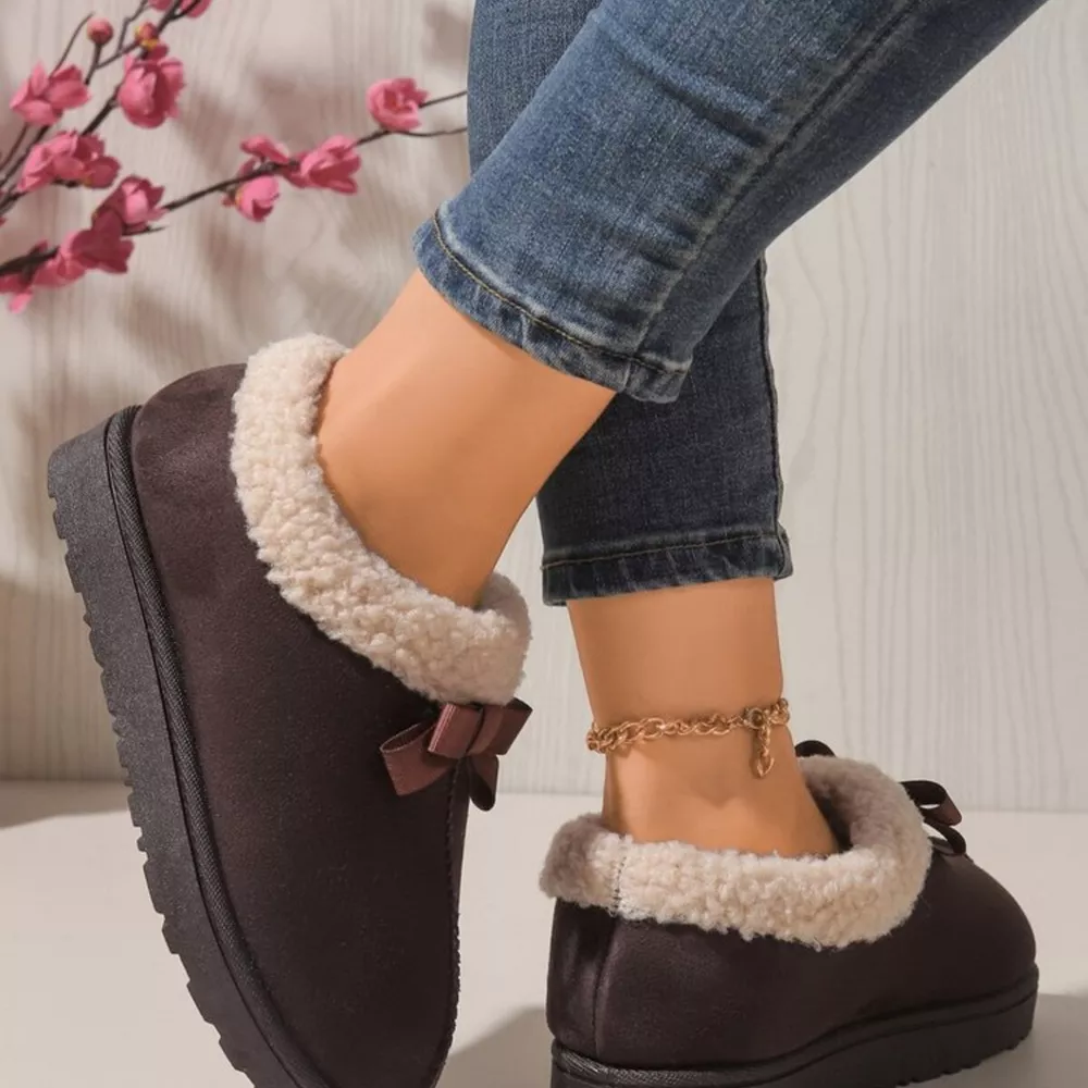 Cozy Bowknot Plush Lined Slip-Ons, image 20