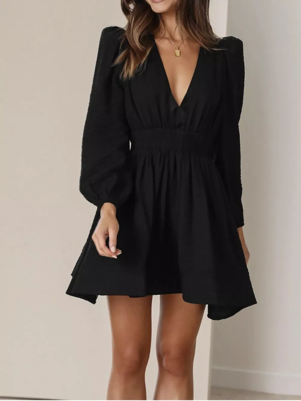 V-Neck Long Sleeve Mini Dress, image 18