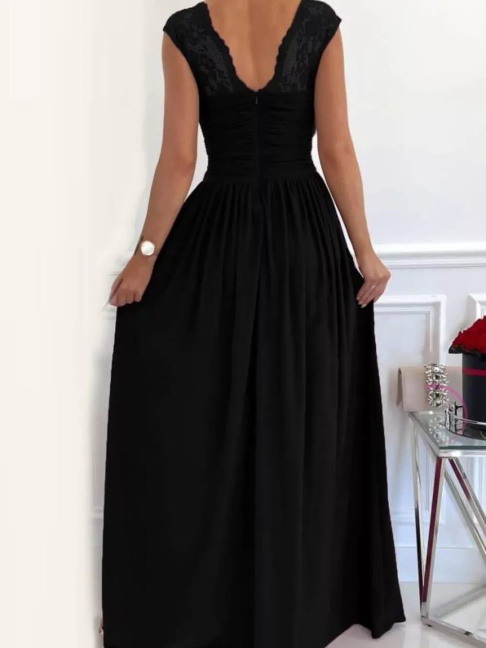 High Slit Lace Detail Maxi Dress, image 18