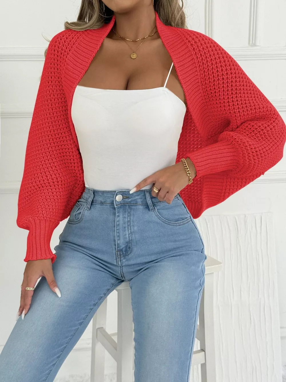 Open Front Batwing Sleeve Cardigan, image 27