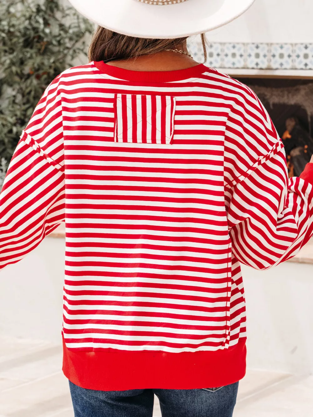 Stripe Christmas Nutcracker Sequin Patched Drop Shoulder Top, image 6