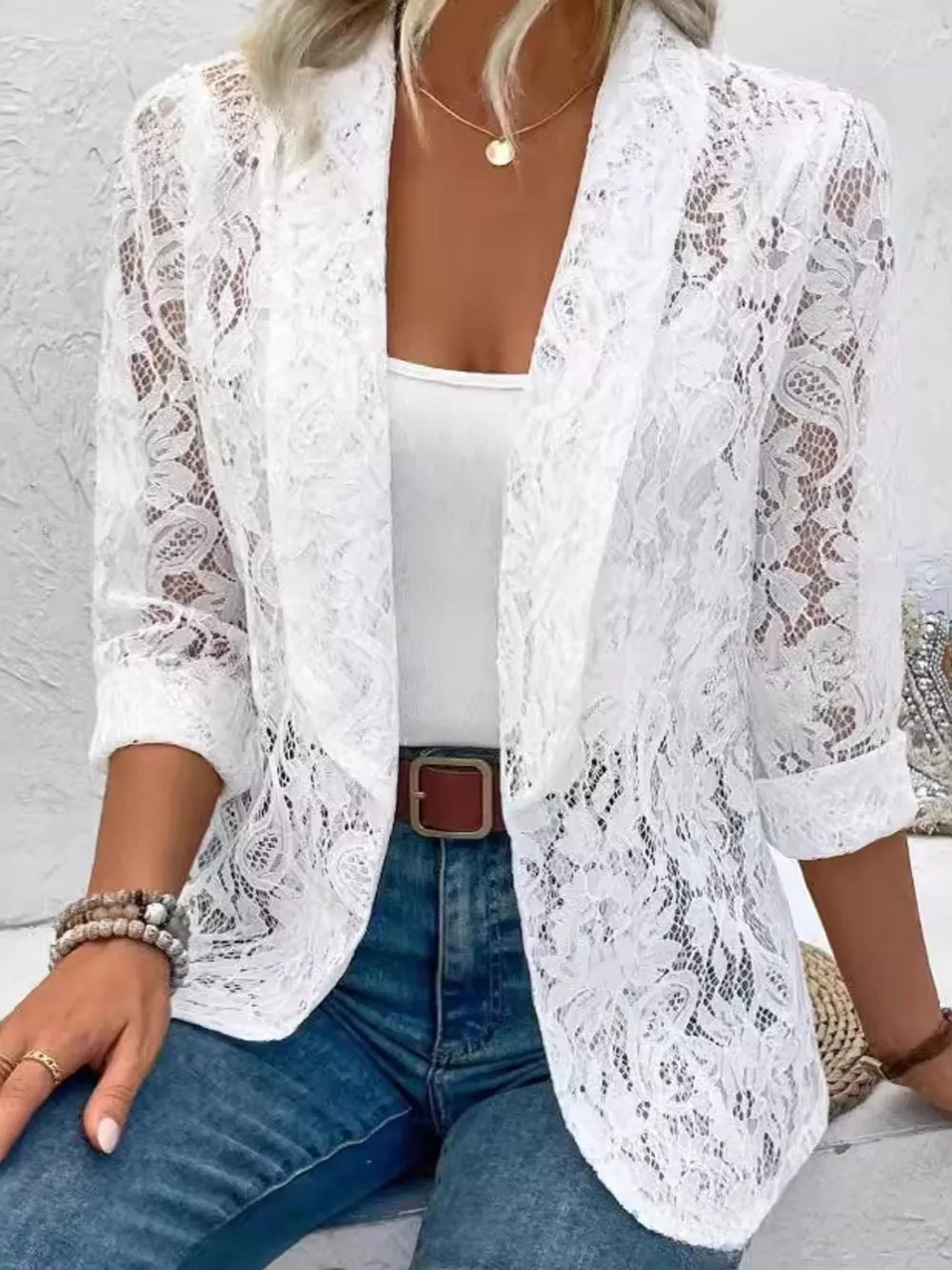 Lace Open-Front Outerwear, image 3