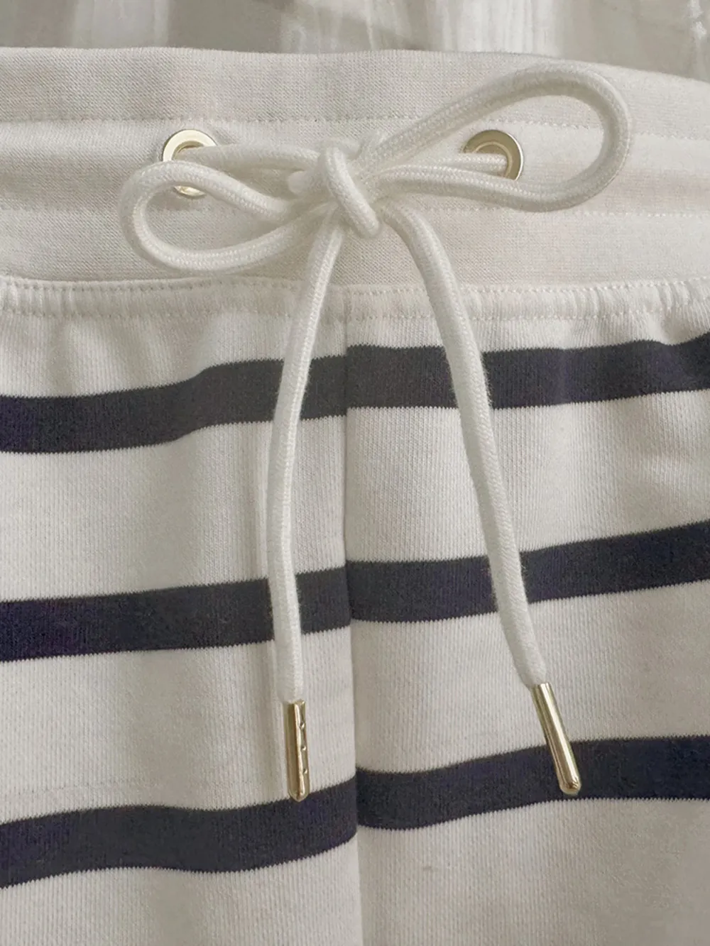 Striped Round Neck Top and Shorts Set, image 7