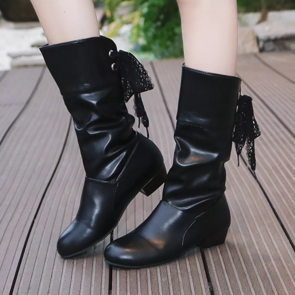 Round Toe Block Heels Boots, image 9