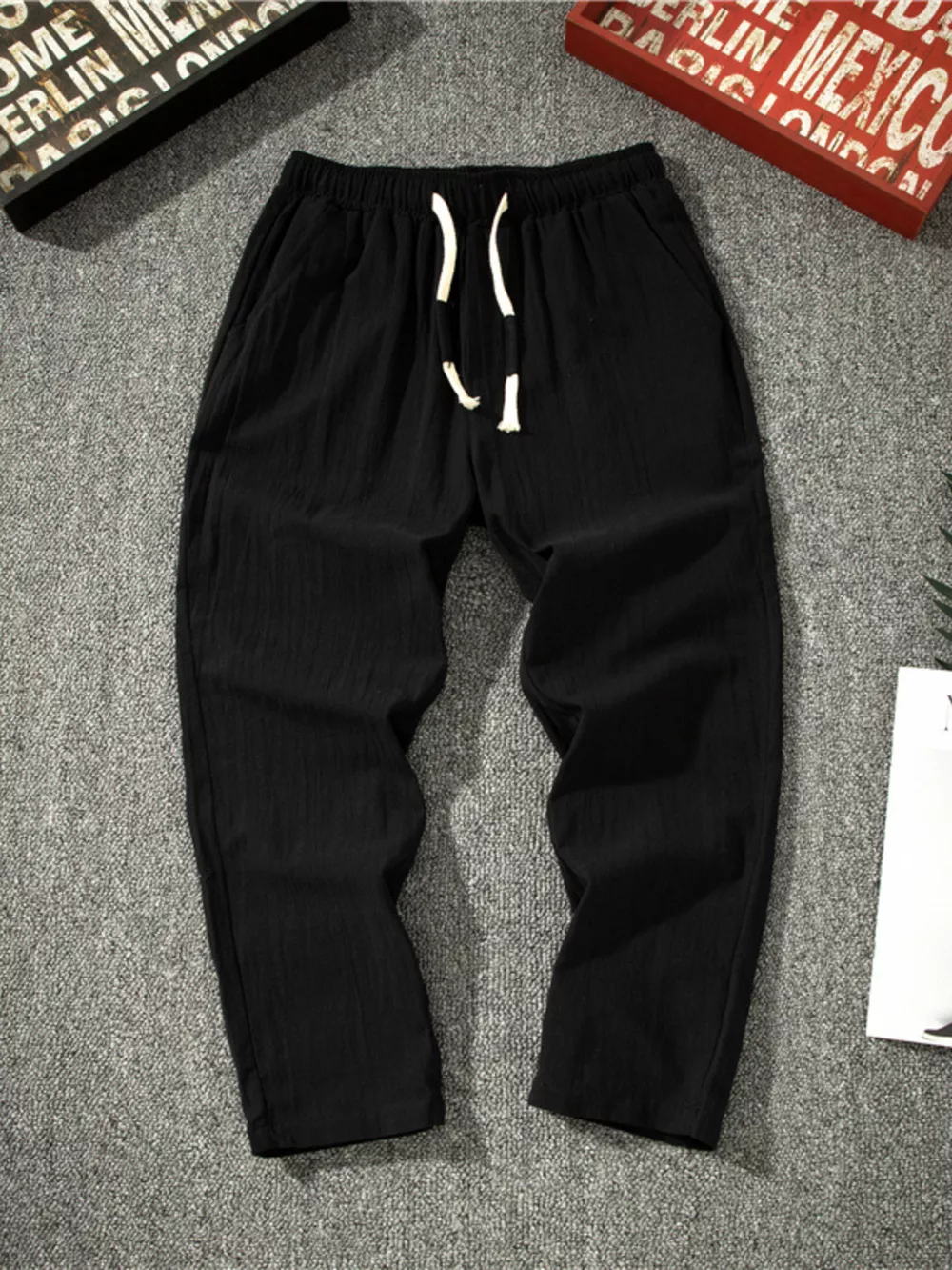 Men's Plus Size Drawstring Loose Fit Pants, image 2